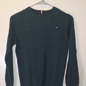 Tommy Hilfiger Forest Green Cable Knit Crewneck Sweater